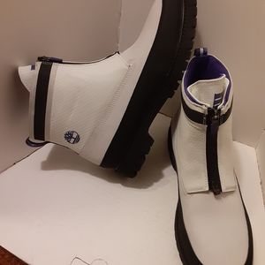 Timberland Boots (A2JT9) White/Purple  Front Zip,Women's Size 9, Waterproof